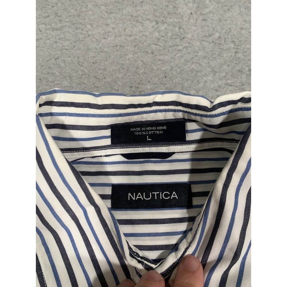 4 Men's Button Down Shirts Striped Collared Nautica Cremieux Large L Business - Picture 3 of 16